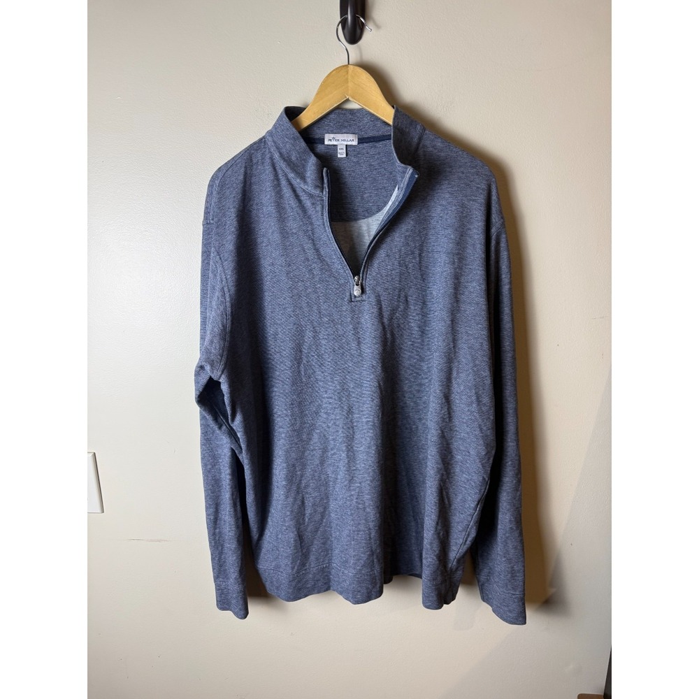 Peter Millar Sweater Mens 2XL Blue Golf Comfort 1/4 Zip Pullover Breathable